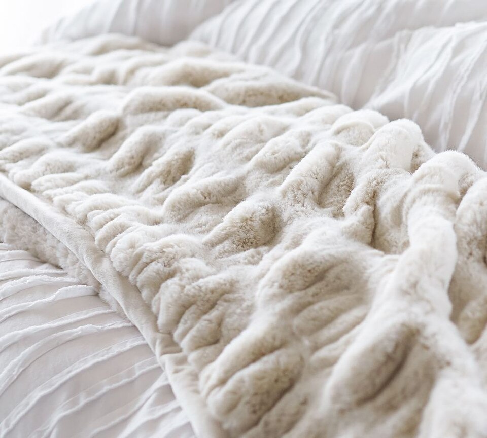 Faux Fur Ruched Throws Pottery Barn Australia